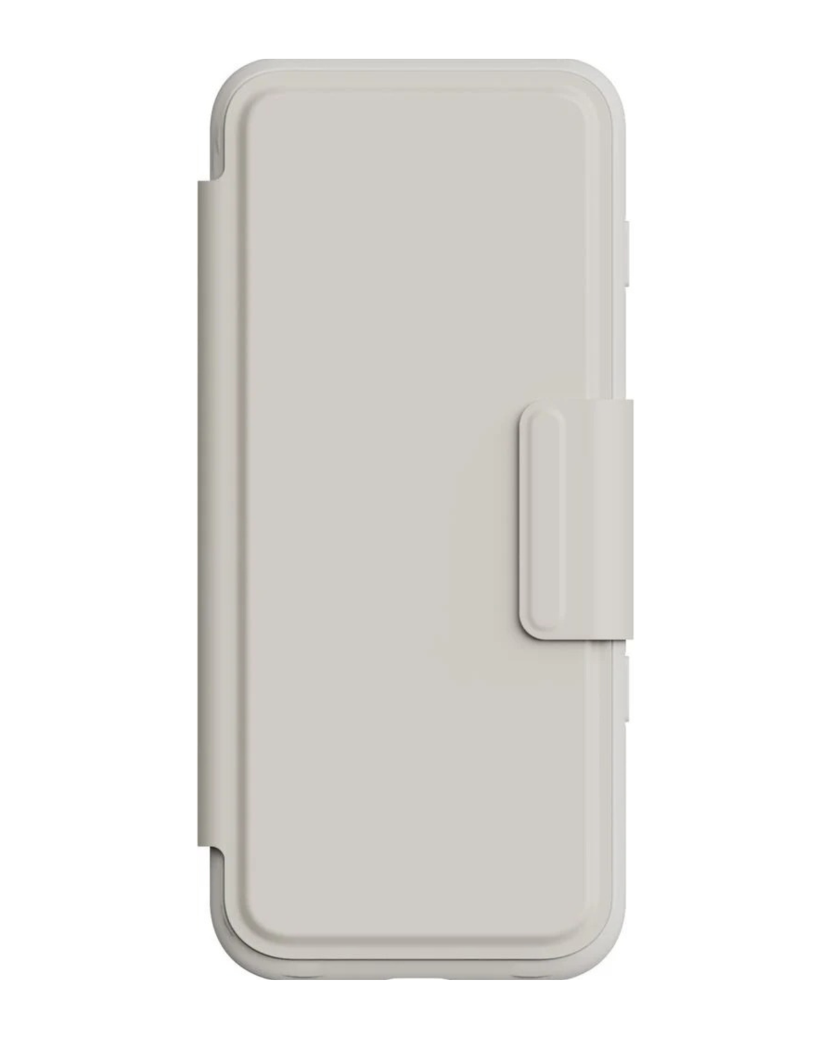 White phone case with a card holder on a white background