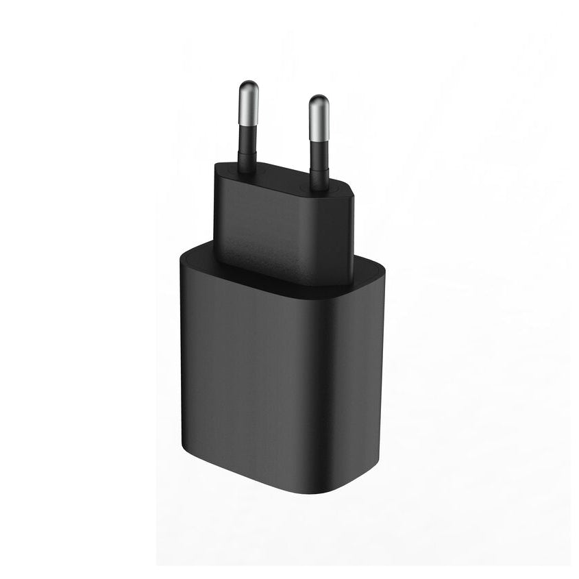 Black wall adapter on a white background