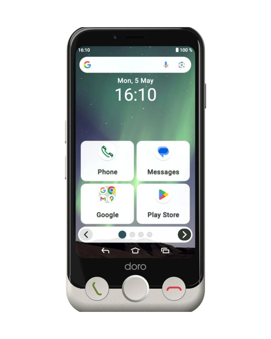 Doro phone with a simple interface on a white background