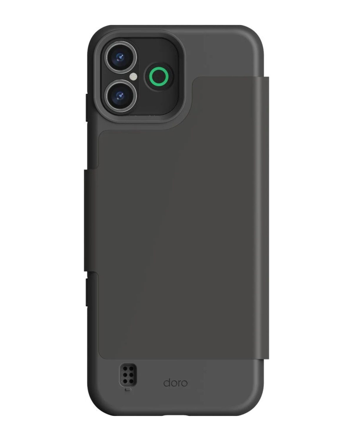 Black phone case with 'doro' branding on a white background
