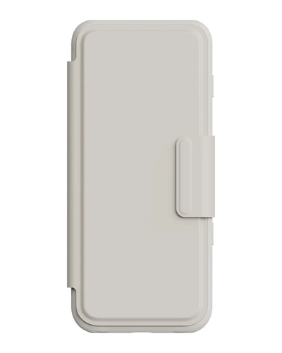 White phone case with a card holder on a white background