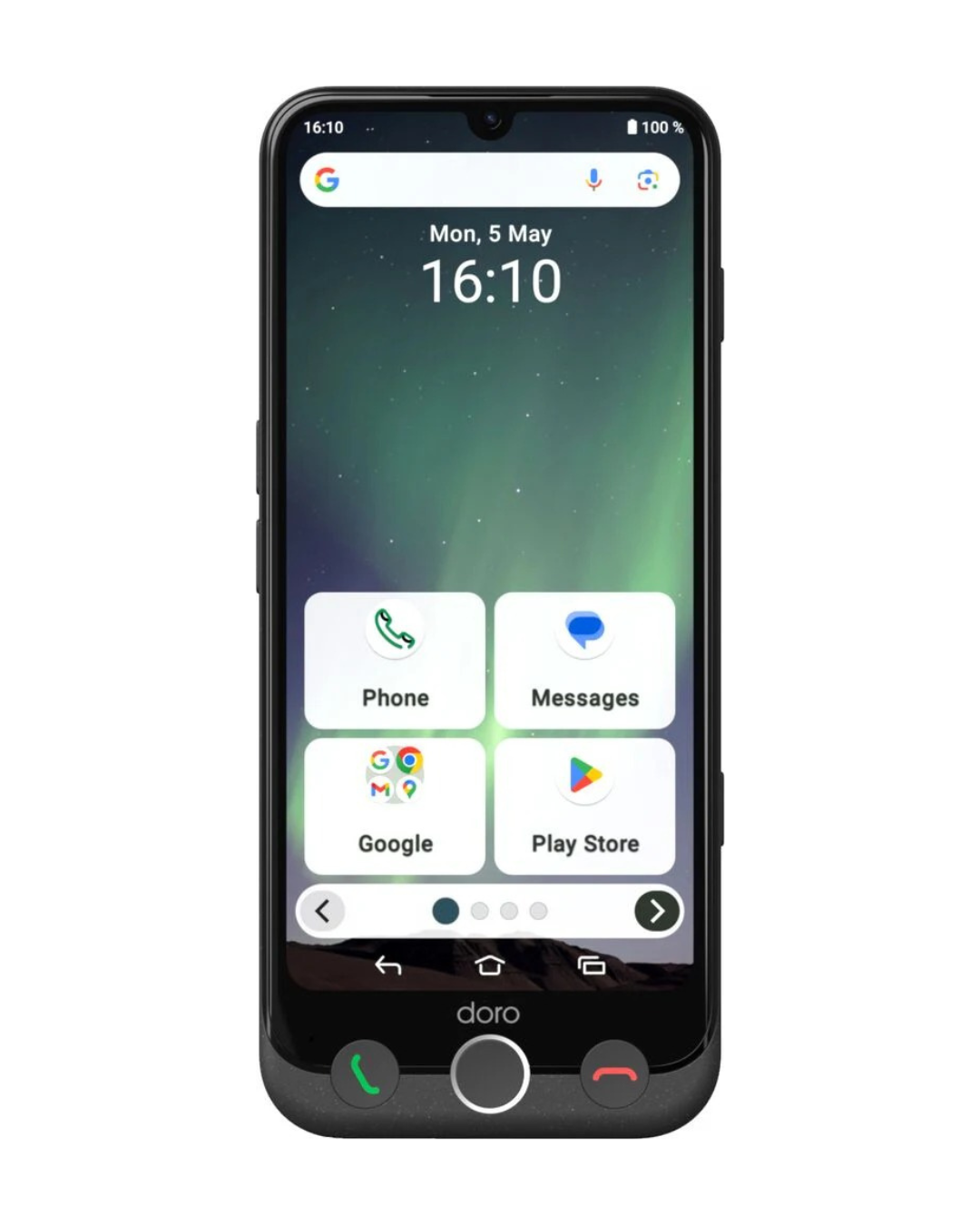 Smartphone with app icons on a white background
