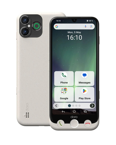 Smartphone with app icons displayed on the screen, showing a white background.