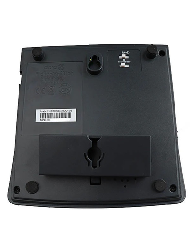 Black electronic component with label on a white background