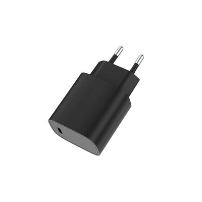 Black wall adapter on a white background
