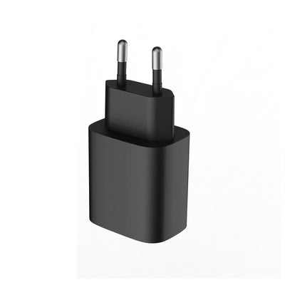 Black wall adapter on a white background