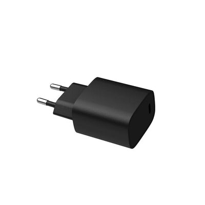 Black wall adapter on a white background